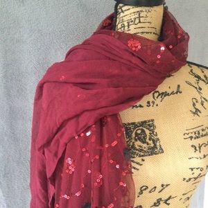 Burgundy shawl w/sequin